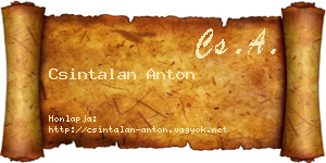 Csintalan Anton névjegykártya